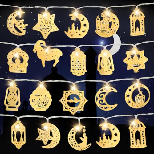400cm Ramadan Lichterkette, Ramadan Deko Lichterkette 20 LEDs, Stern Mond Lichterketten, EID Mubarak Lichterketten, Muslim Licht Eid Mubarak Dekoration für Innen Außen Haus Garten Terrasse Moschee 400cm Ramadan Lichterkette, Ramadan Deko Lichterkette 20 LEDs, Stern Mond Lichterketten, EID Mubarak Lichterketten, Muslim Licht Eid Mubarak Dekoration für Innen Außen Haus Garten Terrasse Moschee von Mecctuck