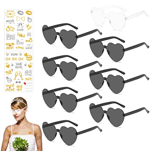 8 Stück Party Sonnenbrille, Herzform Sonnenbrille, Heart Glasses, Party Brillen Heart Glasses, Karnevalsbrille mit 2 Aufkleber, Foto Requisiten für Hochzeiten Valentinstag Maskerade Strand Party (A) von Mecctuck