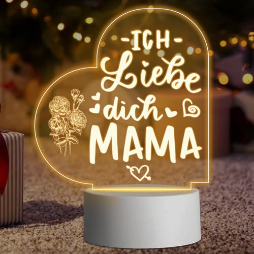 Geschenke für Mama, LED Lampe Nachtlicht, Acryl Nachtlicht LED Lampe, Geburtstagsgeschenk für Mama, Mama Geschenk Personalisierte, Geschenke für Weihnachten Erntedankfest Mama Geschenke von Mecctuck