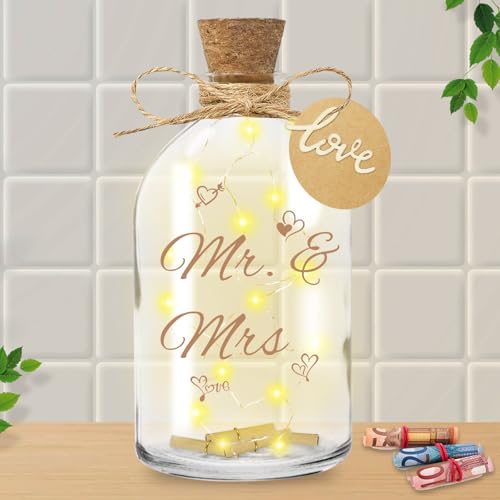 LED Flaschenlicht, Beleuchtete Flasche, Hochzeitsgeschenk, LED Flaschenlicht mit Spruch - Mr & Mrs, Glückslicht, Leuchtflasche Geschenk, Flaschenlicht für Brautpaar Jahrestag Geburtstag Weihnachten LED Flaschenlicht, Beleuchtete Flasche, Hochzeitsgeschenk, LED Flaschenlicht mit Spruch - Mr & Mrs, Glückslicht, Leuchtflasche Geschenk, Flaschenlicht für Brautpaar Jahrestag Geburtstag Weihnachten von Mecctuck