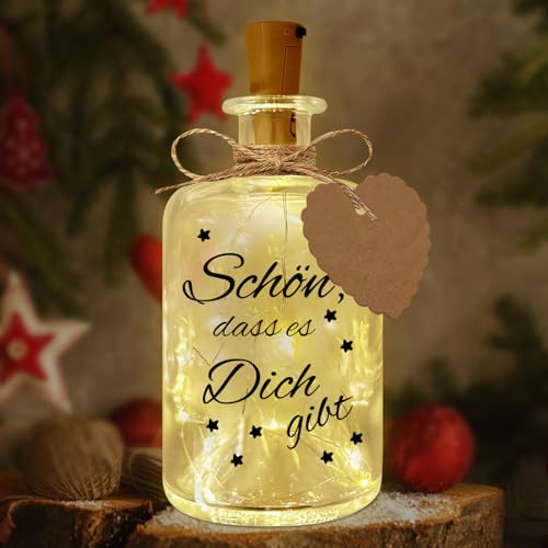 LED Flaschenlicht, Beleuchtete Flasche, LED Flaschenlicht mit Spruch - Schön, dass es Dich gibt, Leuchtflasche Personalisiert Geschenk, Weihnacht Flaschenlicht für Frauen Freundin Geburtstag Hochzeit LED Flaschenlicht, Beleuchtete Flasche, LED Flaschenlicht mit Spruch - Schön, dass es Dich gibt, Leuchtflasche Personalisiert Geschenk, Weihnacht Flaschenlicht für Frauen Freundin Geburtstag Hochzeit von Mecctuck