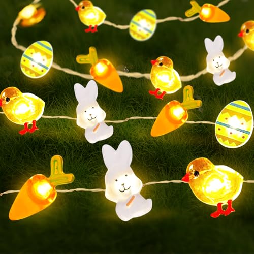 Lichterkette Ostern,Osterdeko,4M LED Lichterkette,Ostern Dekoration String Lights,Warmweiß Osterküken Lichterkette,LED Lichterkette für Frühling Ostern Indoor Outdoor Home Party Tisch Baumdekoration von Mecctuck