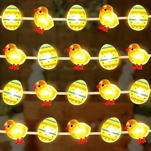Osterdeko,2m LED Lichterkette,Lichterkette Ostern,Ostern Dekoration String Lights,Warmweiß Osterküken Lichterkette,LED Lichterkette für Frühling Ostern Indoor Outdoor Home Party Tisch Baumdekoration von Mecctuck