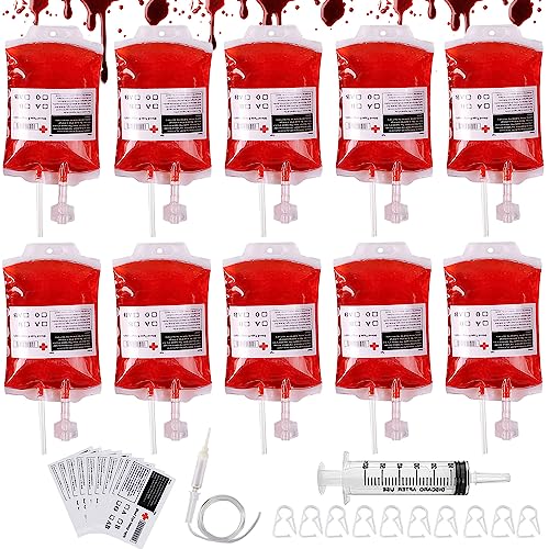 Mecctuck 10 Stück Halloween Trinkgefäß Blutbeutel, Blutspendebeutel, Getränkebeutel, Blutbeutel für Getränke, Cosplay Requisiten mit Spritze Clips Blutart Aufkleber für Halloween Cosplay Zombie Party Mecctuck 10 Stück Halloween Trinkgefäß Blutbeutel, Blutspendebeutel, Getränkebeutel, Blutbeutel für Getränke, Cosplay Requisiten mit Spritze Clips Blutart Aufkleber für Halloween Cosplay Zombie Party von Mecctuck