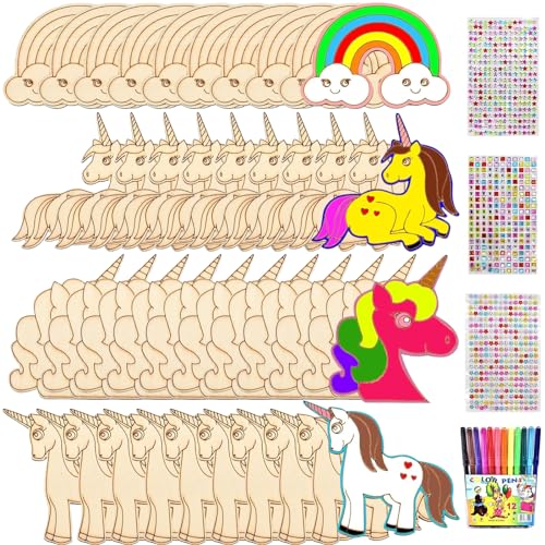 Mecctuck Einhorn Bastelset, 40 Stück Bastelset Kinder, Deko Kindergeburtstag, Holz Basteln mit Diamant Abziehbilder Stift Glitzerband, Holz Einhorn Basteln für Kinder DIY Party Hochzeit Mecctuck Einhorn Bastelset, 40 Stück Bastelset Kinder, Deko Kindergeburtstag, Holz Basteln mit Diamant Abziehbilder Stift Glitzerband, Holz Einhorn Basteln für Kinder DIY Party Hochzeit von Mecctuck