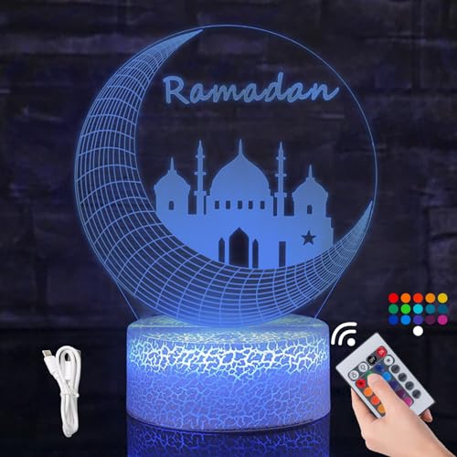 Mecctuck Ramadan Deko, Ramadan Lampe, Islamische Deko, LED Ramadan Licht, Mondlampe, 16 Farben Ramadan Lampe, 3D Ramadan Mubarak Dekoration, Ramadan Laterne für Schlafzimmer Tisch Deko Geschenke Mecctuck Ramadan Deko, Ramadan Lampe, Islamische Deko, LED Ramadan Licht, Mondlampe, 16 Farben Ramadan Lampe, 3D Ramadan Mubarak Dekoration, Ramadan Laterne für Schlafzimmer Tisch Deko Geschenke von Mecctuck