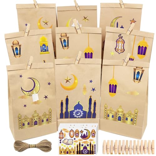 30 Stück Ramadan Papiertüten, Eid Mubarak Geschenktüten, Eid Mubarak Papiertüten Ramadan Kalender Kinder, Süßigkeiten Tüten mit Clips Juteseil, Kraftpapiertüten Candy Tüten für Geschenke Verpackung 30 Stück Ramadan Papiertüten, Eid Mubarak Geschenktüten, Eid Mubarak Papiertüten Ramadan Kalender Kinder, Süßigkeiten Tüten mit Clips Juteseil, Kraftpapiertüten Candy Tüten für Geschenke Verpackung von Mecctuck