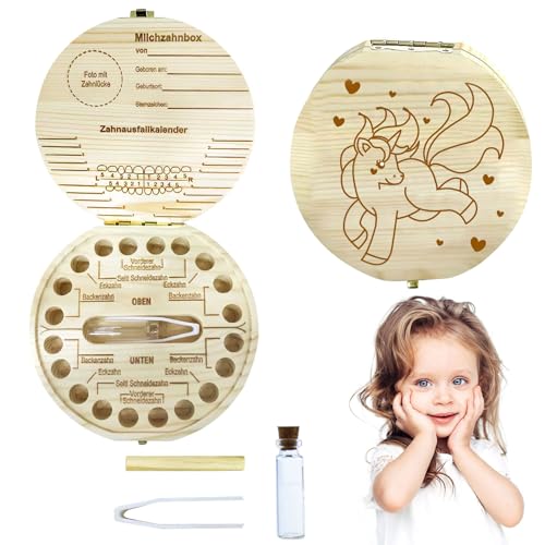 Zahnbox Holz, Zahndose, Milchzahndose, Zahnschachtel, Milchzahnbox, Zahndose Milchzähne Jungen Mädchen, Zahnbox für Milchzähne, Milchzahndose Jungen Mädchen,Baby Geschenke zur Geburt Mädchen Junge (D) von Mecctuck