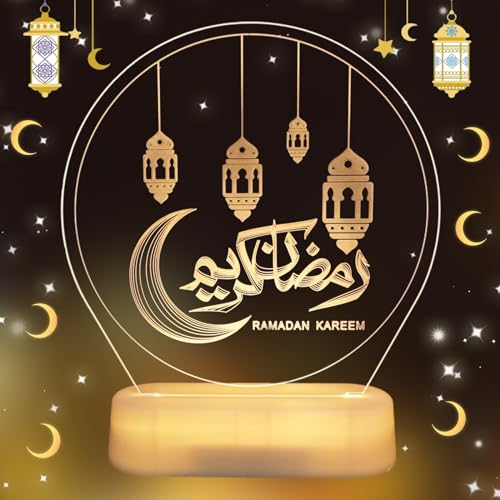Ramadan Dekoration Lichter, Muslim Nachtlicht, LED Ramadan Licht, Ramadan Deko, Eid Mubarak LED Lampe, Eid Mubarak Dekoration Licht, Muslim Islamic Tischdekoration für Ramadan Deko Party Geschenke von Mecctuck