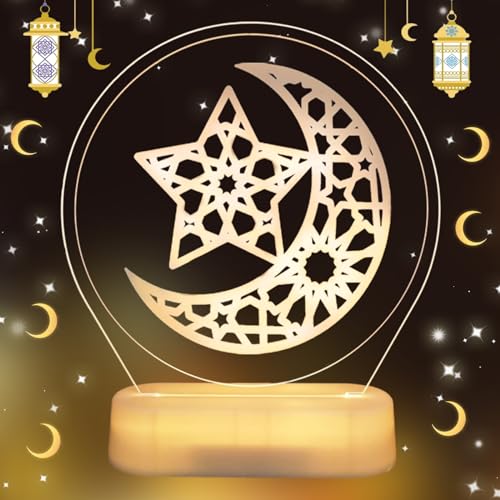 Muslim Nachtlicht, Ramadan Deko, Eid Mubarak DIY Lampe, Ramadan Tischdekoration, Ramadan Eid Mubarak Dekoration, LED Ramadan Licht, Ramadan Geschenke, Muslim Islamic Dekoration für Ramadan Party (C) von Mecctuck