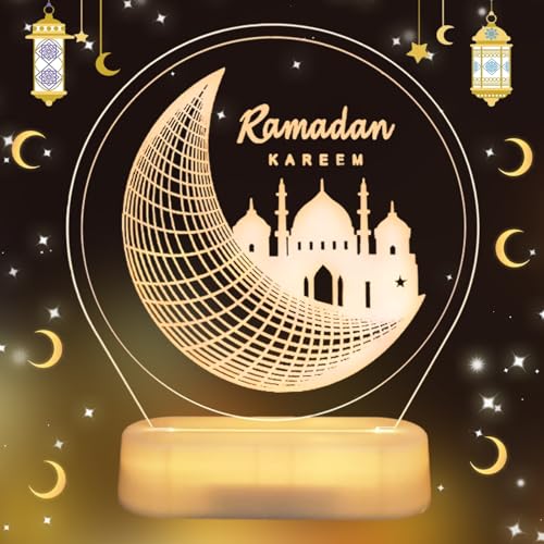 Muslim Nachtlicht, Ramadan Deko, Eid Mubarak DIY Lampe, Ramadan Tischdekoration, Ramadan Eid Mubarak Dekoration, LED Ramadan Licht, Ramadan Geschenke, Muslim Islamic Dekoration für Ramadan Party (D) von Mecctuck
