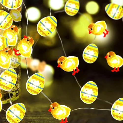 Osterdeko,3M LED Lichterkette,Lichterkette Ostern,Ostern Dekoration String Lights,Warmweiß Osterküken Lichterkette,LED Lichterkette für Frühling Ostern Indoor Outdoor Home Party Tisch Baumdekoration von Mecctuck