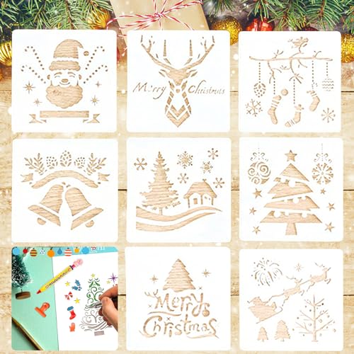 Schablone Weihnachten, 8 Stück Schablonen, Weihnachtsschablonen, Schablone Weihnachten, Fenster Schablonen Weihnachten, Schablonen Kinder Wiederverwendbar, Malschablonen für Kinder Weihnachten Advent Schablone Weihnachten, 8 Stück Schablonen, Weihnachtsschablonen, Schablone Weihnachten, Fenster Schablonen Weihnachten, Schablonen Kinder Wiederverwendbar, Malschablonen für Kinder Weihnachten Advent von Mecctuck
