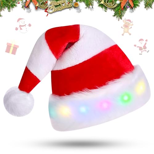 Mecctuck Weihnachtsmütze, Mütze mit LED Licht, Weihnachtsmützen, Nikolausmütze, Weihnachtsmann Mütze, Weihnachtsmütze LED Mütze, Nikolausmützen, Christmas Hat Streifendesign für Kinder und Erwachsene Mecctuck Weihnachtsmütze, Mütze mit LED Licht, Weihnachtsmützen, Nikolausmütze, Weihnachtsmann Mütze, Weihnachtsmütze LED Mütze, Nikolausmützen, Christmas Hat Streifendesign für Kinder und Erwachsene von Mecctuck