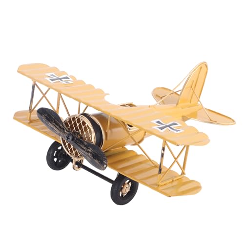 MechKit Retro Flugzeugmodell empfindliches Vintage -Doppeldeckerhandwerk für die Home Decoration Cafe Ornament (Gelb) von MechKit