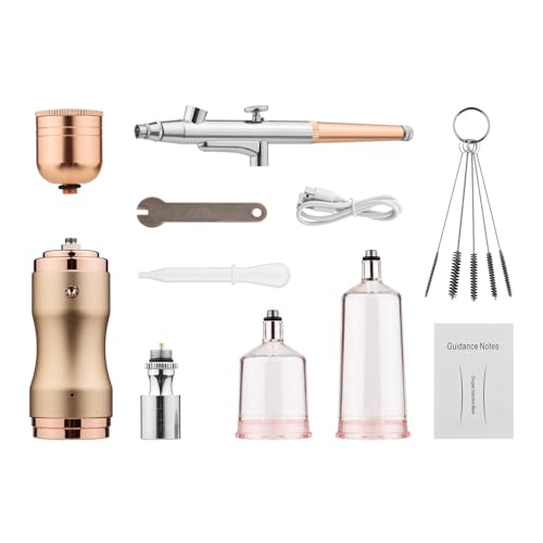 Tragbares Airbrush-Kit mit Kompressor schnurloser Dual-Action-Malerei Nagelkunst Make-up-Kuchen Dekoration (Sekt) von MechKit