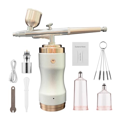 Tragbares Airbrush-Kit mit Kompressor schnurloser Dual-Action-Malerei Nagelkunst Make-up-Kuchen Dekoration (Silber) von MechKit