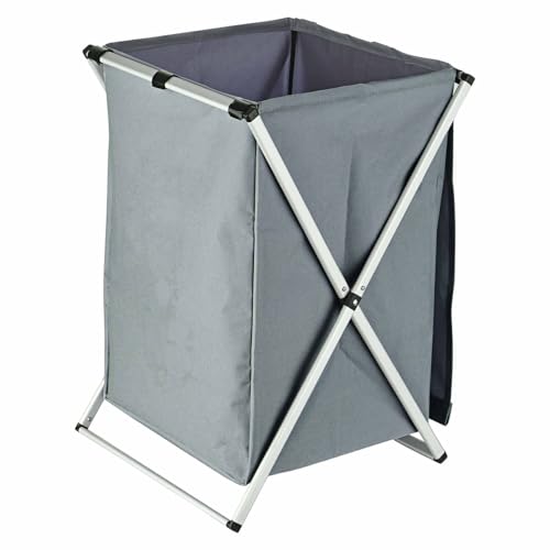 Wäschereikorb Organisator Lagerung faltbar mit Abdeckhandgriff Aluminiumrahmen grau für Badezimmer Schlafzimmer Zuhause (Dunkelgrau) von MechKit