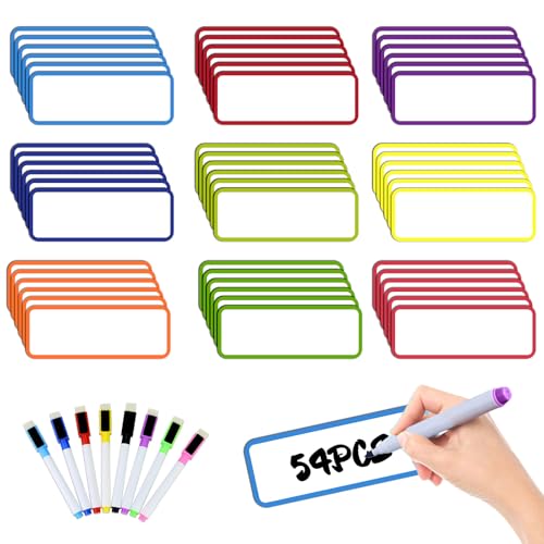 Mecmbj Magnetstreifen Beschreibbar, 54 Stück Magnetschilder zum Beschriften, 8x3cm, mit 8 Löschbaren Stiften, Abwischbare Magnete zum Beschriften für Whiteboards, Kühlschränke, Magnettafeln(Farbe) Mecmbj Magnetstreifen Beschreibbar, 54 Stück Magnetschilder zum Beschriften, 8x3cm, mit 8 Löschbaren Stiften, Abwischbare Magnete zum Beschriften für Whiteboards, Kühlschränke, Magnettafeln(Farbe) von Mecmbj