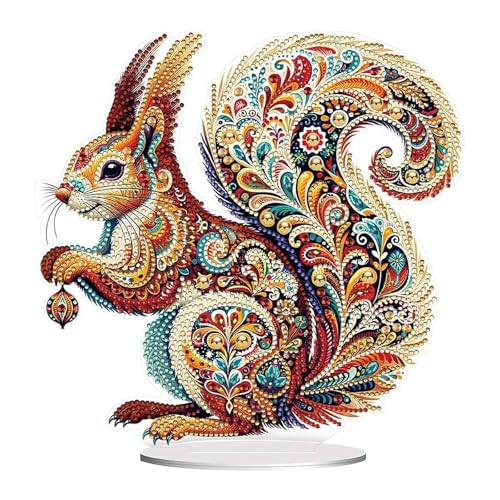 Mecmbj Diamond Painting Aufsteller, 5D Diamond Painting Tiere Deko, Diamant malerei Esstisch Dekorations Kunst set, Desktop Dekoration für Familie Deko (Eichhörnchen) von Mecmbj