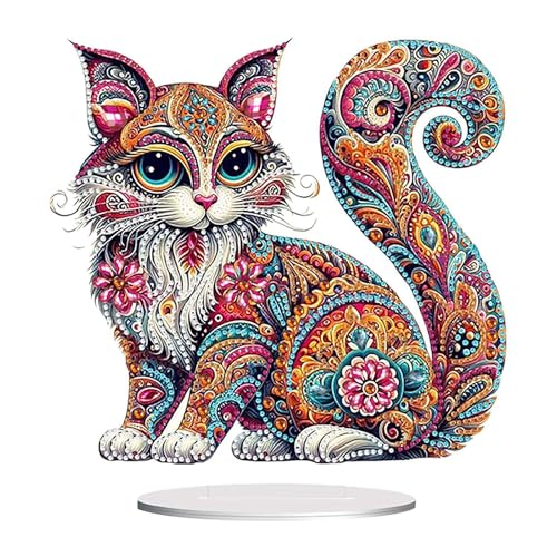 Mecmbj Diamond Painting Aufsteller, 5D Diamond Painting Tiere Deko, Diamant Malerei Esstisch Dekorations Kunst set Familie Deko (Katze) von Mecmbj