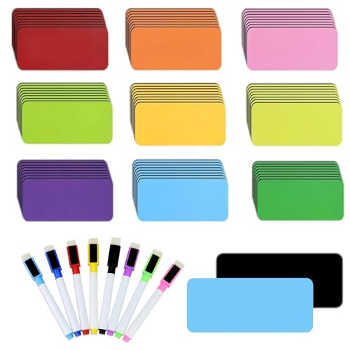 Mecmbj magnetstreifen beschreibbar, 72 Stück magnetschilder zum beschriften, 80×30mm, beschreibbar mit 8 löschbaren Stiften, bunte magnetschilder für Whiteboards, Magnettafeln, Kühlschränke (9 Farben) Mecmbj magnetstreifen beschreibbar, 72 Stück magnetschilder zum beschriften, 80×30mm, beschreibbar mit 8 löschbaren Stiften, bunte magnetschilder für Whiteboards, Magnettafeln, Kühlschränke (9 Farben) von Mecmbj