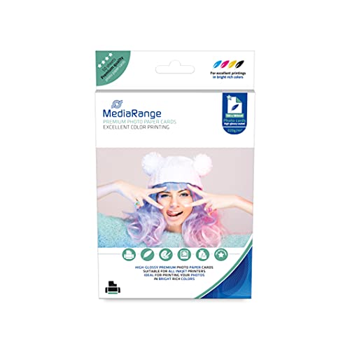 MediaRange 130x180mm Fotopapier-Karten, hochglänzend, 220g, 50 Blatt von MediaRange