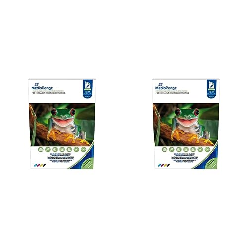 MediaRange DIN A4 Fotopapier für Tintenstrahldrucker, beidseitig hochglänzend, 160g, 50 Blatt (Packung mit 2) von MediaRange