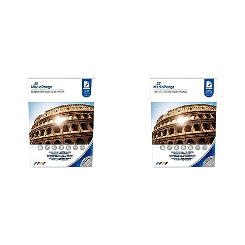 MediaRange DIN A4 Fotopapier für Tintenstrahldrucker, beidseitig matt, 140g, 100 Blatt (Packung mit 2) von MediaRange