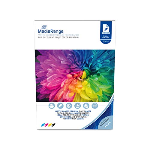 MediaRange DIN A4 Fotopapier für Tintenstrahldrucker, matt, 105g, 100 Blatt MediaRange DIN A4 Fotopapier für Tintenstrahldrucker, matt, 105g, 100 Blatt von MediaRange