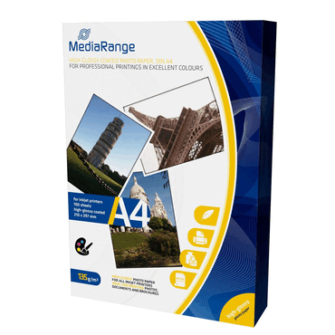 MediaRange DIN A4 Fotopapier für Tintenstrahldrucker hochglänzend 135g von MediaRange