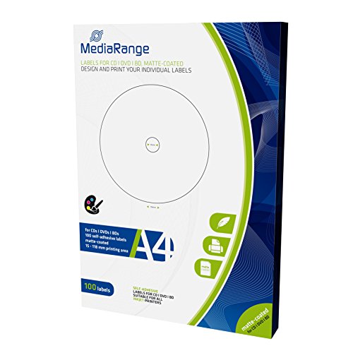 MediaRange Etiketten für CD|DVD|BD, 15-118mm, matt-beschichtet, 100er Pack MediaRange Etiketten für CD|DVD|BD, 15-118mm, matt-beschichtet, 100er Pack von MediaRange