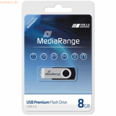 MediaRange USB-Stick 2.0 8GB silber/schwarz von MediaRange
