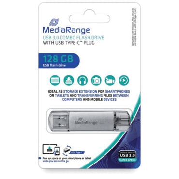 MediaRange USB Stick 3.0 - 128 GB Kombo-Stick mit USB Type-C Stecker s von MediaRange