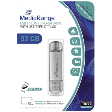 MediaRange USB Stick 3.1 Kombo-Speicherstick mit USB Type-C Stecker - von MediaRange