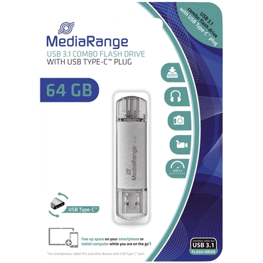 MediaRange USB Stick 3.1 Kombo-Speicherstick mit USB Type-C Stecker - von MediaRange