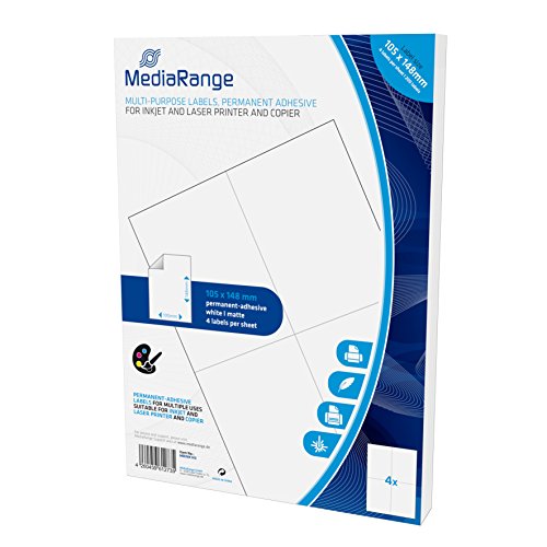 MediaRange Universal-Etiketten, stark haftend, 105x148mm, weiß, 200 Etiketten von MediaRange