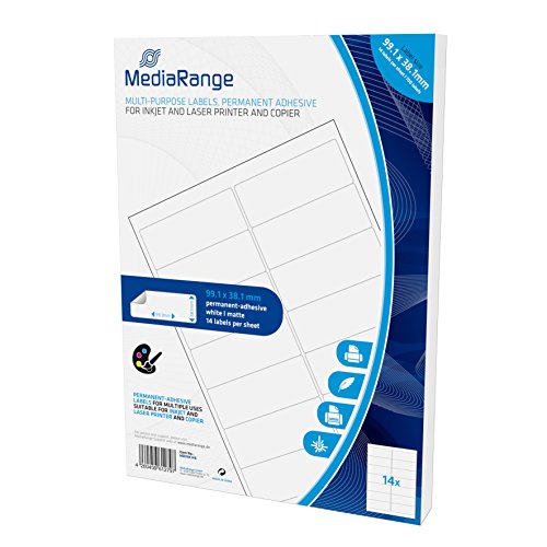 MediaRange Universal-Etiketten, stark haftend, 99.1x38.1mm, weiß, 700 Etiketten von MediaRange