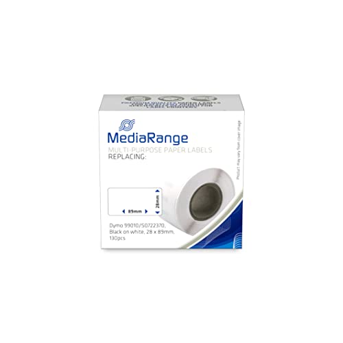 MediaRange Universal-Papieretiketten, für/ersetzt Dymo 99010/S0722370, permanent haftend, 28x89mm, 130 Stück, schwarz auf weiß von MediaRange