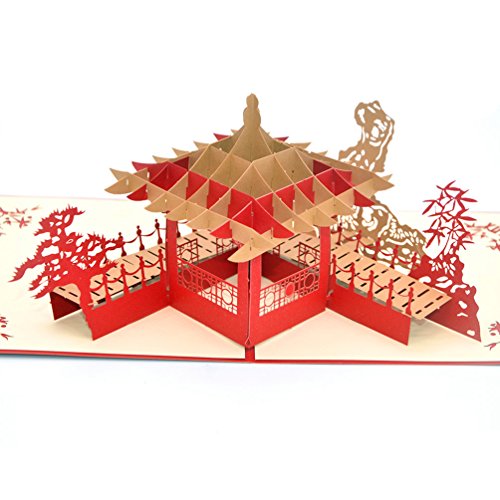 Medigy 3D POP UP Grußkarte Handgemacht Blume Korbp Suzhou Gärten Blanko-Karten Segen Papier Klappkarten Business Geschenkkarte Glückwunschkarten von Medigy