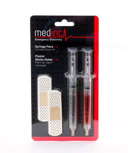 Medinc Medizinische Blisterpackung - Enthält 2 X Spritze Stift Und 40 X Pflaster Haftnotizen Große Krankenschwester Neuheit Stift Stationär Arzt von Medinc