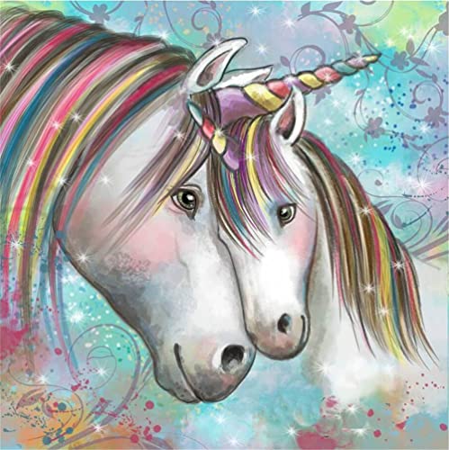 Meecaa Kreuzstich-Set, 11-fädig, geprägt, buntes Einhorn-Tierjunges, Stickset mit Zubehör, vorgedruckt (36 x 36 cm) (Einhorn 1) von Meecaa