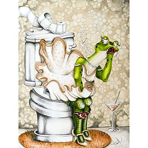 Meecaa Diamond Painting Kits mit Werkzeugen, Frosch, Toilette, Tiere, DIY 5D Vollbohrer, Kreuzstich, Diamant-Mosaik, Kunst, Basteln, 30 x 40 cm (Frosch) von Meecaa