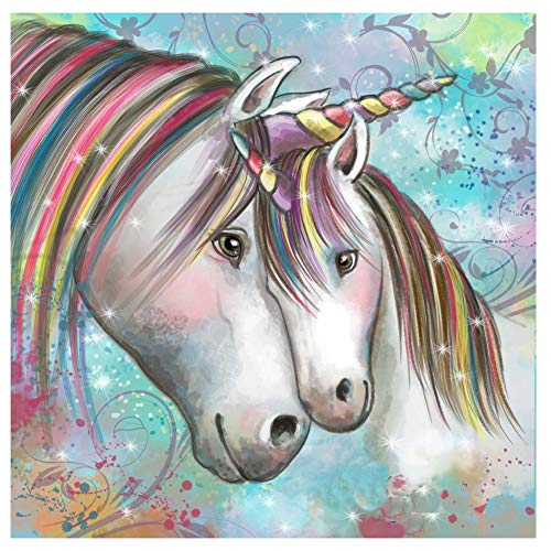 Meecaa Diamond Painting Set Full Bilder Farbe Einhorn Tier, 5D Diamant Painting Diamant Malerei mit Zubehör 30x40cm (Einhorn) von Meecaa