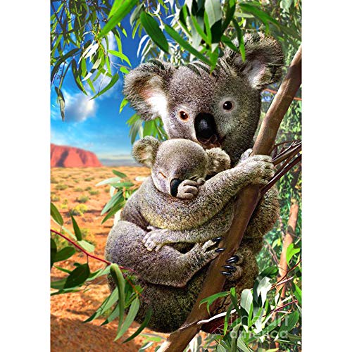 Meecaa Koala Diamant-Malerei-Set mit Werkzeugen, Tier-Baby-Tier-Baum, DIY, 5D-Vollbohrer, Kreuzstich, Diamant-Mosaik-Kunst, Basteln, 30 x 40 cm (Koala) von Meecaa