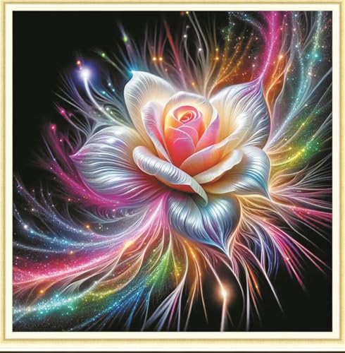 Meecaa Kreuzstich-Set, 11-fädig, geprägt, Blumen-Rosen-Stickset mit Zubehör, vorgedruckt (36 x 36 cm) (Blume) von Meecaa