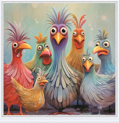 Meecaa Kreuzstich-Set, 11-fädig, geprägt, Hühner-Tier-Stickset mit Zubehör, vorgedruckt (36 x 36 cm) (Huhn) von Meecaa
