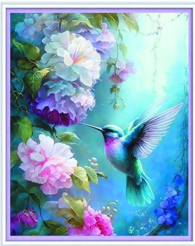 Meecaa Kreuzstich-Set, 11-fädig, geprägt, Vogel und Blumen, Tier, schönes Stickset mit Zubehör, vorgedruckt (40 x 50 cm) (Vogel 1) von Meecaa