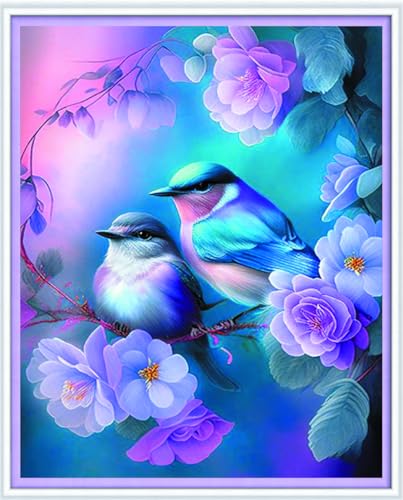 Meecaa Kreuzstich-Set, 11-fädig, geprägt, Vogel und Blumen, Tier, schönes Stickset mit Zubehör, vorgedruckt (40 x 50 cm) (Vogel 4) von Meecaa