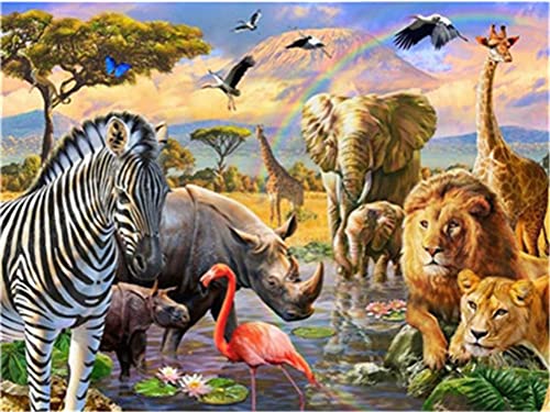 Meecaa Malen nach Zahlen, Tier, Löwe, Tiger, Zebra, Elefant, Vogel, Kit für Erwachsene, Anfänger, DIY-Ölgemälde, 40,6 x 50,8 cm (Tier, ohne Rahmen) von Meecaa